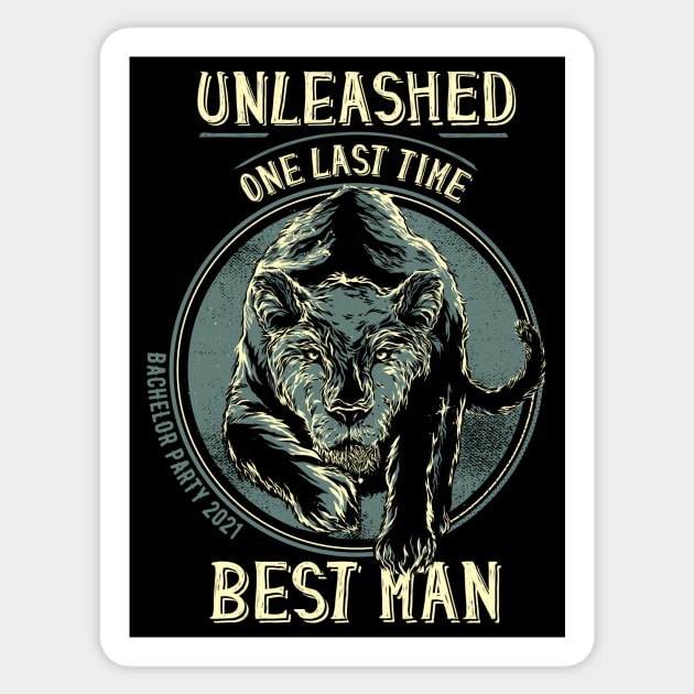 Unleashed One Last Time Best Man Cool Bachelor Party 2021 Sticker by emmjott